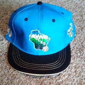 Blue and Black Snapback Hat with Contrast Stitching